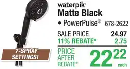 Menards waterpik Matte Black offer