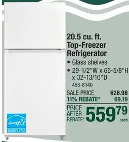 Menards 20.5 cu. ft. Top-Freezer Refrigerator offer