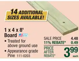 Menards 1 x 4 x 8' Board offer