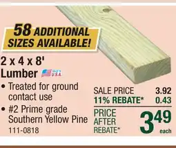 Menards 2 x 4 x 8' Lumber offer