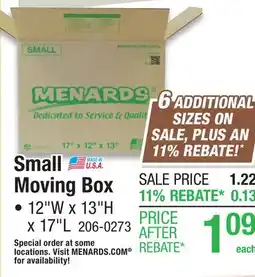 Menards Small Moving Box offer