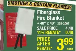 Menards Fiberglass Fire Blanket offer