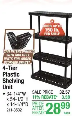 Menards 4-Tier Plastic Shelving Unit offer