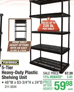 Menards 5-Tier Heavy-Duty Plastic Shelving Unit offer