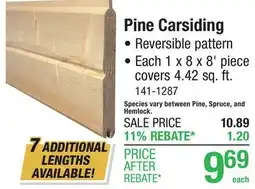 Menards Pine Carsiding offer