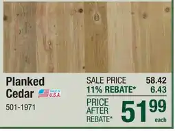 Menards Planked Cedar offer