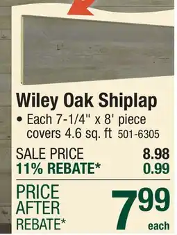Menards Wiley Oak Shiplap offer