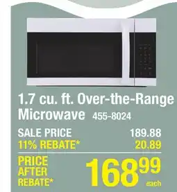 Menards 1.7 cu. ft. Over-the-Range Microwave offer