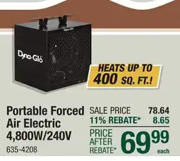 Menards Portable Forced Air Electric 4,800W/240V offer