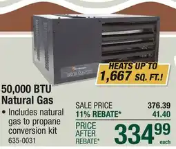 Menards 50,000 BTU BTU Natural Gas offer