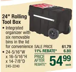 Menards 24 Rolling Tool Box offer