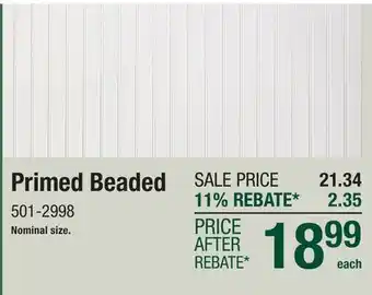 Menards Primed Beaded offer