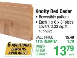 Menards Knotty Red Cedar offer