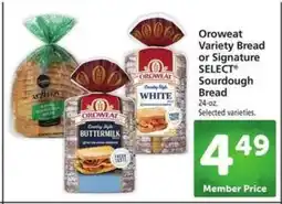 Safeway Oroweat Variety Bread or Signature SELECT Sourdough Bread offer