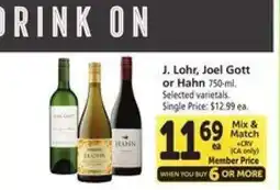 Safeway J. Lohr, Joel Gott or Hahn offer