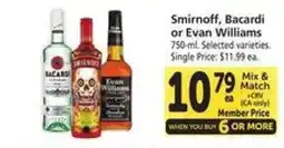 Safeway Smirnoff, Bacardi or Evan Williams offer