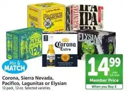 Safeway Corona, Sierra Nevada, Pacifico, Lagunitas or Elysian offer