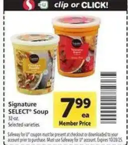 Safeway Signature Select Soup offer