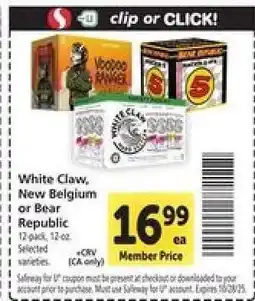 Safeway White Claw, New Belgium or Bear Republic offer