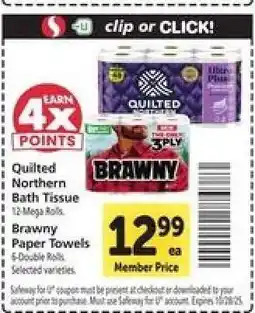Safeway Quilted Northern Bath Tissue & Brawny Paper Towels offer