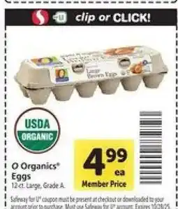 Safeway O Organics Eggs offer