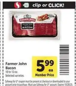 Safeway Farmer John Bacon offer