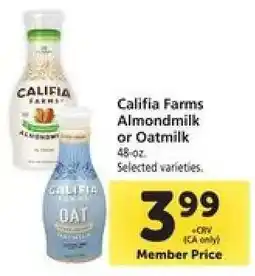 Safeway Califia Farms Almondmilk, or Oatmilk offer
