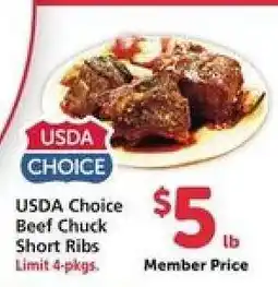 Safeway USDA Choice Beef Chuck Short Ribs offer