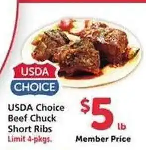 Safeway USDA Choice Beef Chuck Short Ribs offer