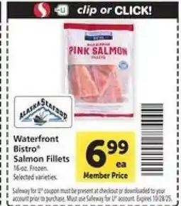 Safeway Waterfront Bistro Salmon Fillets offer