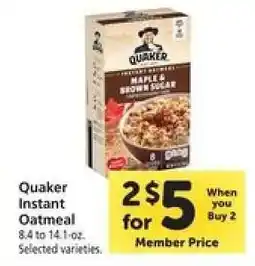 Safeway Quaker Instant Oatmeal offer