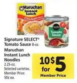 Safeway Signature SELECT Tomato Sauce / Maruchan Instant Lunch Noodles offer
