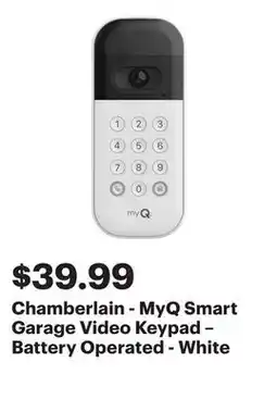 Best Buy Chamberlain - MyQ Smart Garage Video Keypad – Battery Operated - White offer