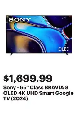 Best Buy Sony - 65 Class BRAVIA 8 OLED 4K UHD Smart Google TV (2024) offer