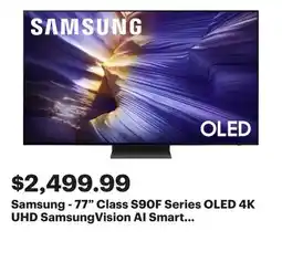 Best Buy Samsung - 77 Class S90F Series OLED 4K UHD SamsungVision AI Smart Tizen TV (2025) offer
