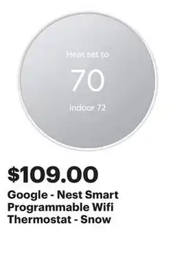 Best Buy Google - Nest Smart Programmable Wifi Thermostat - Snow offer