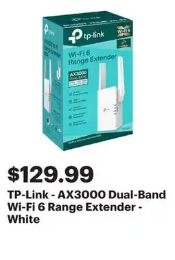 Best Buy TP-Link - AX3000 Dual-Band Wi-Fi 6 Range Extender - White offer