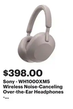 Best Buy Sony - WH1000XM5 Wireless Noise-Canceling Over-the-Ear Headphones - Smoky Pink offer