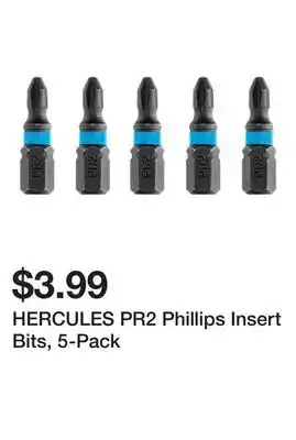 Harbor Freight Tools HERCULES PR2 Phillips Insert Bits, 5-Pack offer