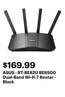 Best Buy ASUS - RT-BE82U BE6500 Dual-Band Wi-Fi 7 Router - Black offer