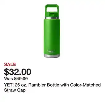 Dick's Sporting Goods YETI 26 oz. Rambler Bottle with Color-Matched Straw Cap offer