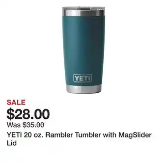 Dick's Sporting Goods YETI 20 oz. Rambler Tumbler with MagSlider Lid offer