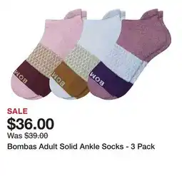 Dick's Sporting Goods Bombas Adult Solid Ankle Socks - 3 Pack offer