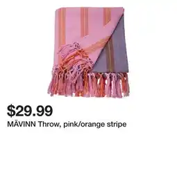 Ikea MÄVINN Throw, pink/orange stripe offer