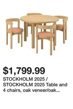 Ikea STOCKHOLM 2025 / STOCKHOLM 2025 Table and 4 chairs, oak veneer/oak leather offer