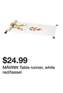 Ikea MÄVINN Table runner, white red/tassel offer