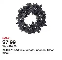 Ikea KUSTFYR Artificial wreath, indoor/outdoor black offer