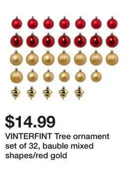 Ikea VINTERFINT Tree ornament set of 32, bauble mixed shapes/red gold offer