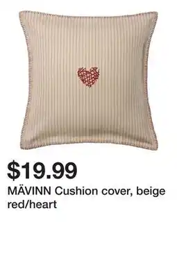 Ikea MÄVINN Cushion cover, beige red/heart offer
