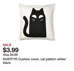 Ikea KUSTFYR Cushion cover, cat pattern white/black offer